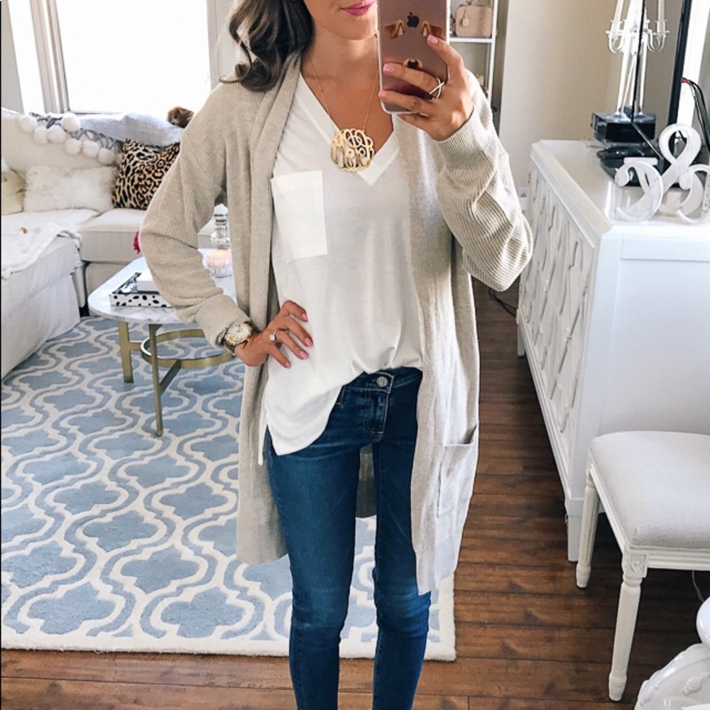 Bundle Nordstrom Bp. Long Cardigan Cream & Gray